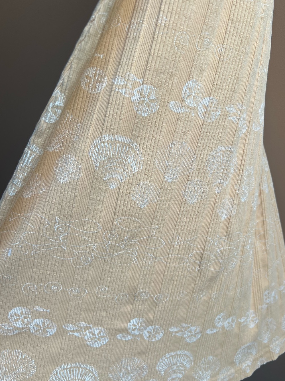 “Fresh Produce” yellow & white, lightweight ribbed cotton beach theme slip dress - Picture 6 of 13